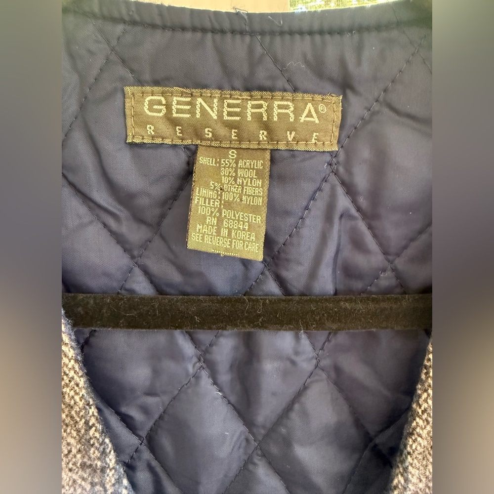 Vintage 90s Generra Reserve Wool Blend Blue & White Plaid Gorpcore Grunge Vest - Picture 3 of 12